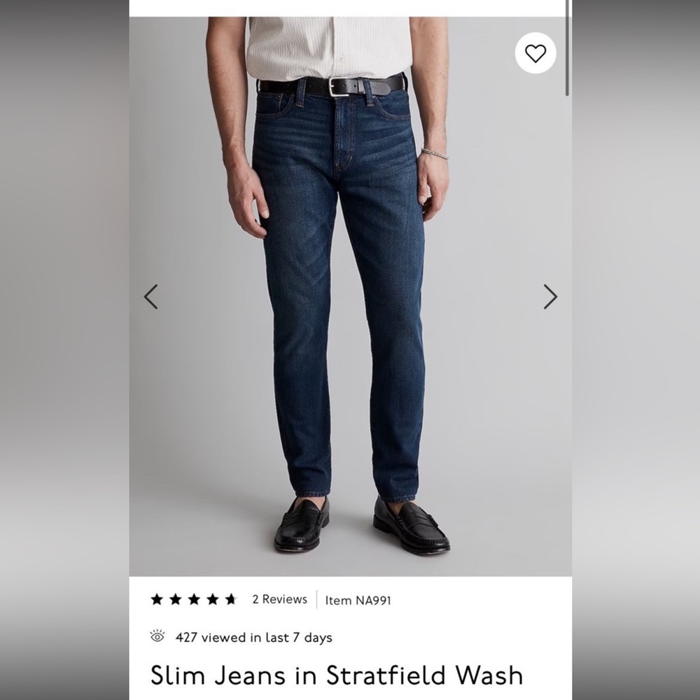 Madewell slim 73% cotton jeans w33 L30